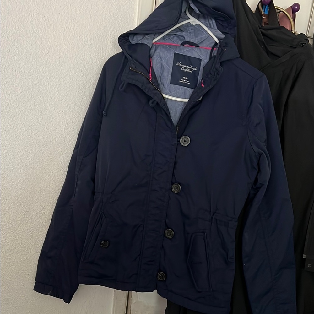 Navy Blue Hooded Jacket American Eagle